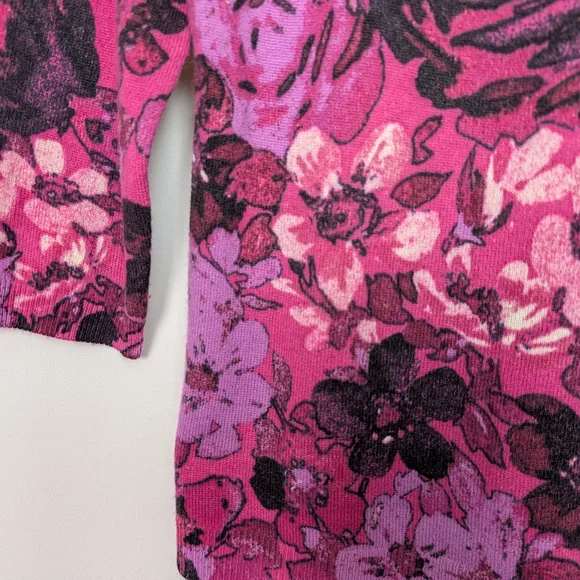 Talbots Pink Floral Cashmere Sweater - Picture 5 of 11